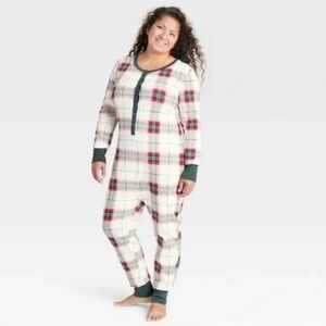 Women's Holiday Plaid Union Suit Red/Green - Hearth & Hand with Magnolia